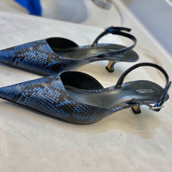 Michael KORS Luna Snake Embossed leather sling back kitten pump size 9.5M - Picture 9 of 11